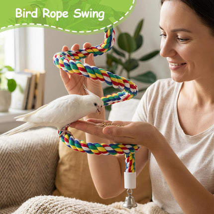 40-Inch Bendable Cotton Bird Rope Perch Swing Set