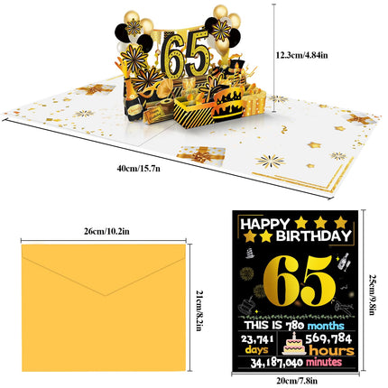 65th Birthday 3D Pop Up Card with Gold Retro 1961 Theme