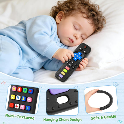2 Pack Silicone Phone & Remote Baby Teething Toys