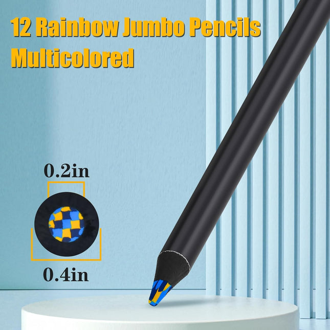 12 Rainbow Colored Wooden Pencils for Kids Arts and Crafts