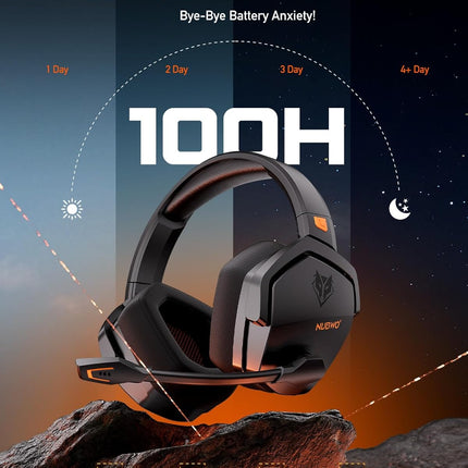 Wireless Gaming Headset with Mic, 100-Hour Battery, 23ms Sync - Orange
