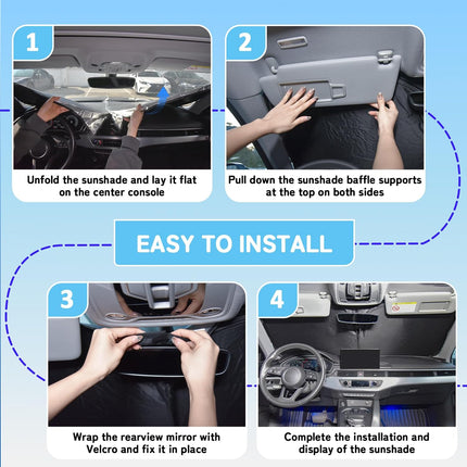 Custom Fit Windshield Sun Shade for 2019-2026 Front Windshields