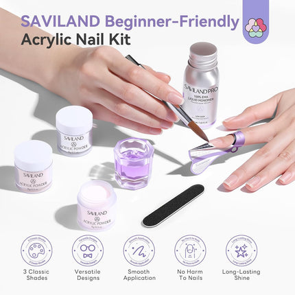 SourceToHome FuenteACasa SAVILAND Acrylic Nail Kit for Beginners: Clear Pink Nude Acrylic Powder — Home & Lifestyle