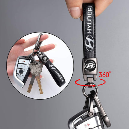 Leather Car Keychain Keyring with Car Key Lanyard