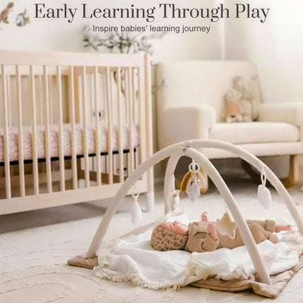 Washable Tummy Time Baby Play Gym with Toys and Milestone Cards