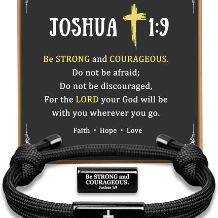 Joshua 1:9 Cross Bracelet for Men and Boys