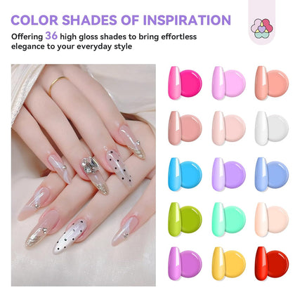 HEMA-Free 36-Color Poly Gel Nail Starter Kit with Slip Solution and Mini UV Lamp