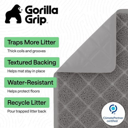 Cat Litter Box Mat, Cushioned Coil Mesh, 24 x 17 in, Gray