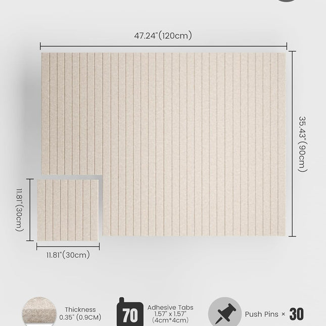 Large Oatmeal Felt Bulletin Board Tiles - 48 x 36 Inch Cork Board Alternative, 12-Pack