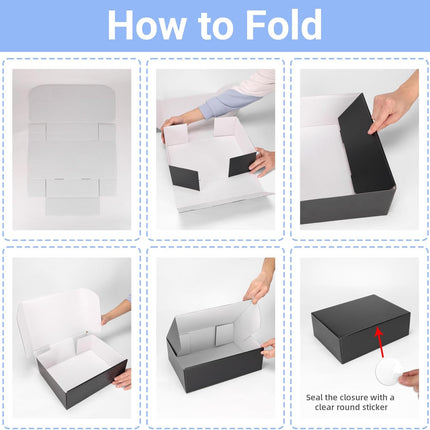 Black 12x9x4 Corrugated Cardboard Mailer Boxes, Set of 25