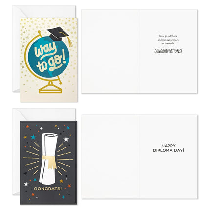 Graduation Congrats Card Assortment - 4 Designs, 12 Cards with Envelopes
