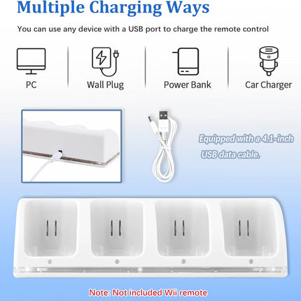 NexWave OndaNex 4-in-1 Wii Remote Charging Station with 4X 2800mAh Rechargeable Batteries & — Smart Tech