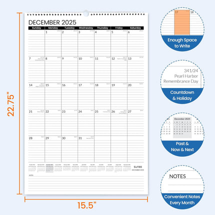 Large 2026 Wall Calendar, 22.75 x 15.5 Inches