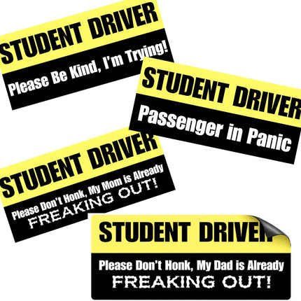 DriveForge ForjaRuta Funny Student Driver Magnetic Car Sign 4 Pack – Bumper Magnet Sticker for Car — Auto & Moto