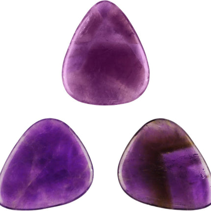 Amethyst Stone Guitar or Bass Picks, 3.0 mm Ultra Heavy Gauge, 351 Shape, 3 Pack