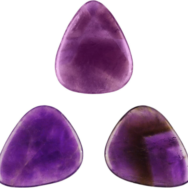 Amethyst Stone Guitar or Bass Picks, 3.0 mm Ultra Heavy Gauge, 351 Shape, 3 Pack
