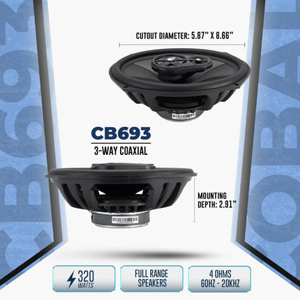 Cobalt Series CB693 6x9-Inch 3-Way Coaxial Car Speakers, Pair
