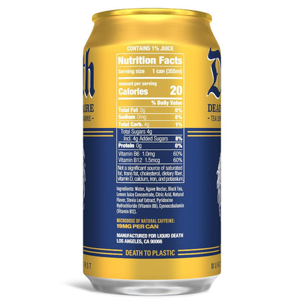 Dead Billionaire Black Tea Lemonade Iced Tea, Less Sugar, 12 fl oz, Pack of 12