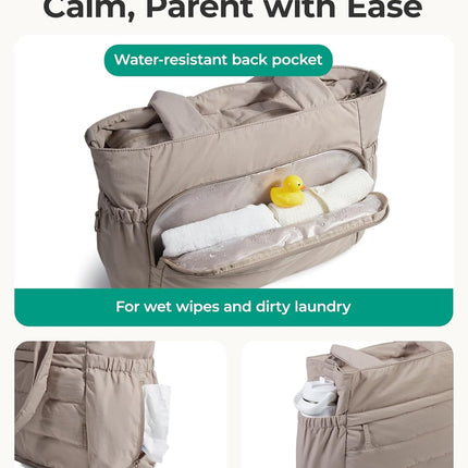 Large Lightweight Puffy Diaper Bag Tote with Changing Pad