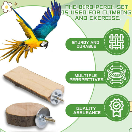 6-Piece Natural Wood Bird Perches for Cages
