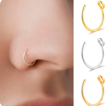 Set of 3 - Fake Clip On Nose Ring Hoop for Women - No Piercing Needed — Home & Lifestyle