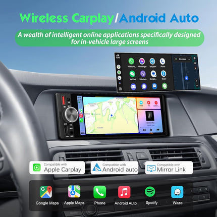 6.36-Inch Single DIN In-Cell Touchscreen Car Stereo with Smartphone Integration, 240W DSP Sound, Backup Camera, Hands-Free Calling, and AM/FM Radio