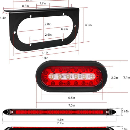 LED Trailer Lights Kit with 6 Inch Oval Tail Lights