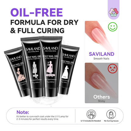 Hema-Free Poly Gel Nail Kit Starter, 4 Natural Clear Colors