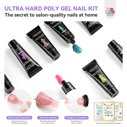 HEMA-Free 36-Color Poly Gel Nail Starter Kit with Slip Solution and Mini UV Lamp