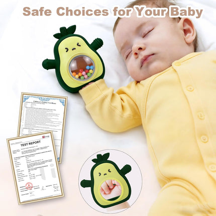 Avocado Baby Teething Mitten with Rattle