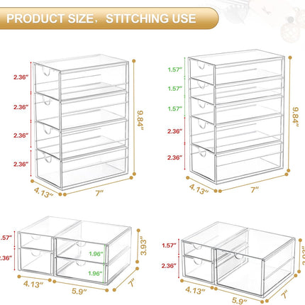 Clear 16-Drawer Desktop Makeup & Office Organizer Set