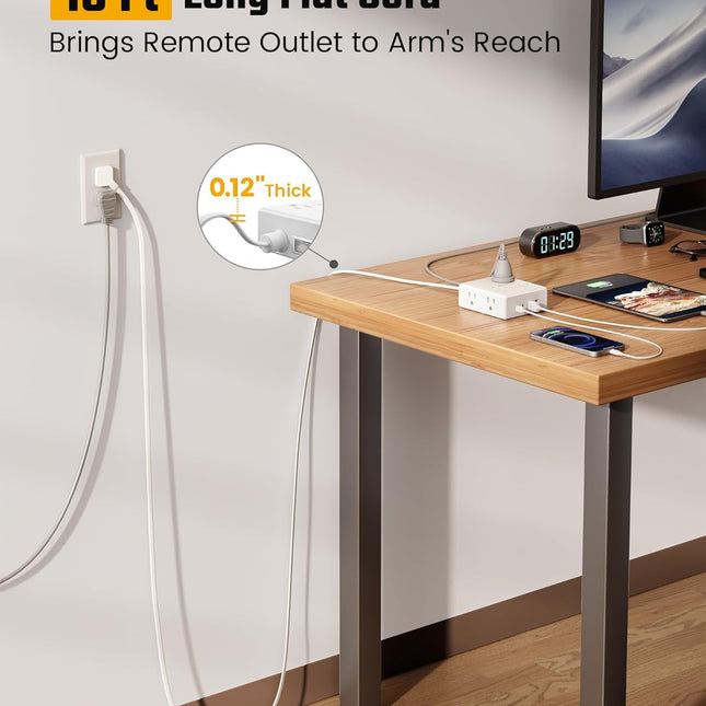 10Ft Extension Cord Power Strip with 8 Outlets and 4 USB Ports