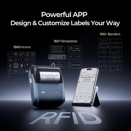 B1 Pro 300DPI HD Blue Label Maker with White Label Roll