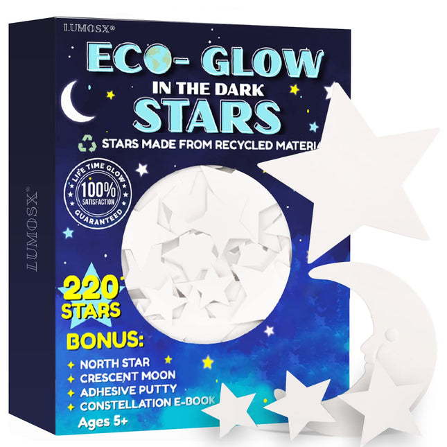 Glow in the Dark Ceiling Stars for Kids Room – 220-Piece Set