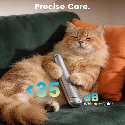 Dog Paw Trimmer, 2-Speed Low-Noise Cordless Pet Grooming Clipper with LED Light