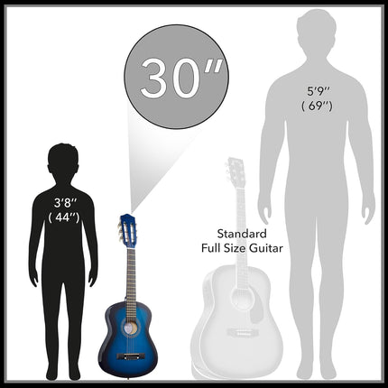 SourceToHome FuenteACasa Ashthorpe 30-inch Beginner Acoustic Guitar Package (Blue) — Home & Lifestyle
