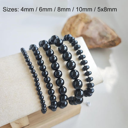4mm Black Onyx Natural Healing Gemstone Stretch Bracelet