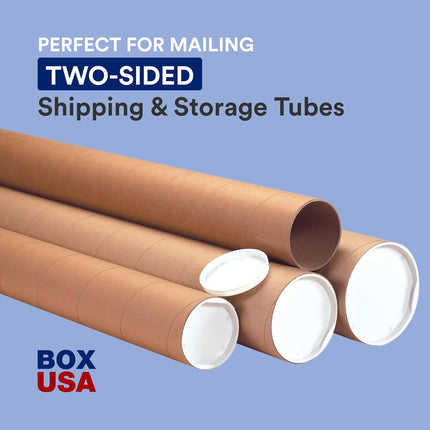 Cardboard Mailing Tubes with Caps, 3 x 36 in, Pack of 24
