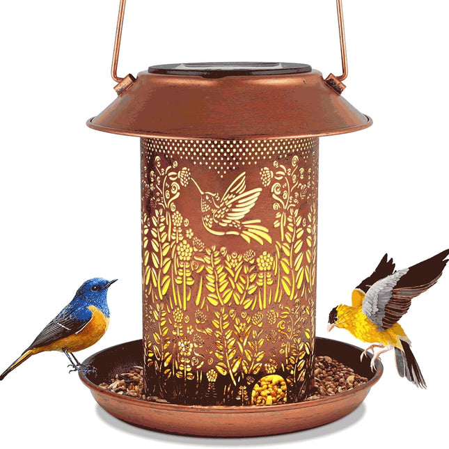 Outdoor Hummingbird Feeder Solar Lantern Garden Decor