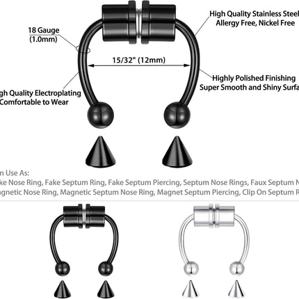 6-10 Piece Faux Nose Ring and Body Piercing Jewelry Set