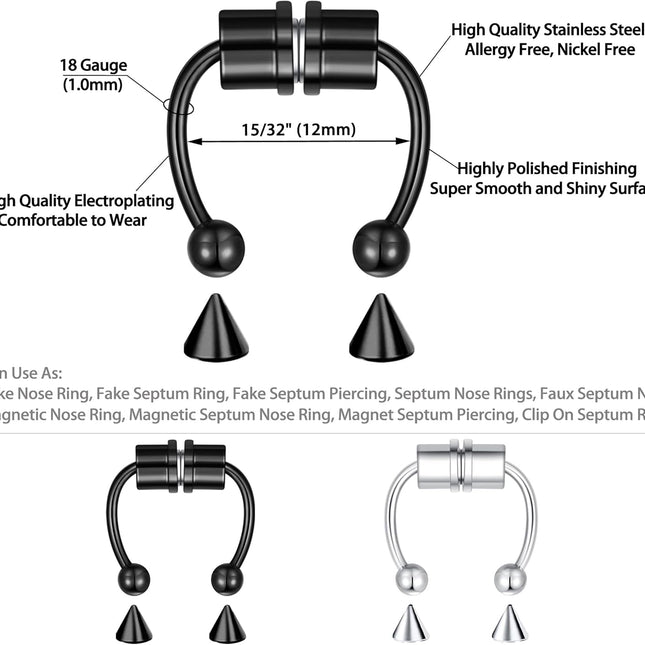 6-10 Piece Faux Nose Ring and Body Piercing Jewelry Set