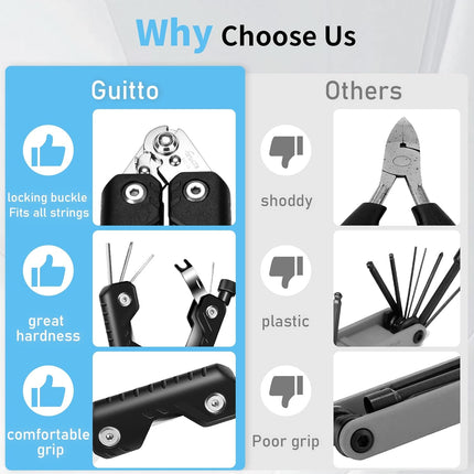 7-in-1 Guitar String Winder Cutter and Bridge Pin Puller Tool