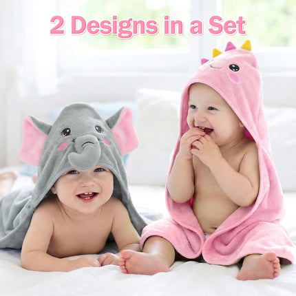 2-Pack Ultra Soft Hooded Baby Towels for Newborns, Infants, and Toddlers