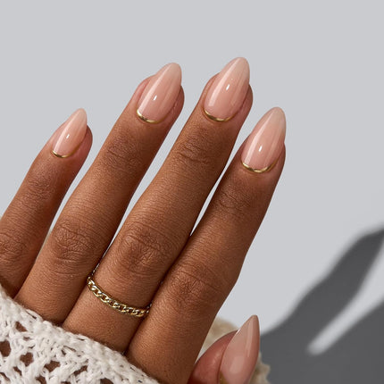 Short Almond Gold Foil Press On Nails Kit