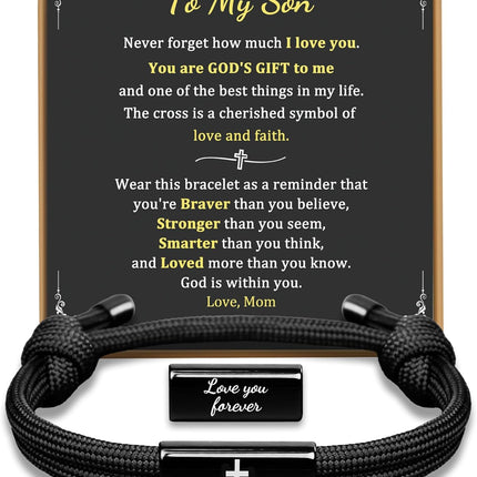 Christian Cross Bracelet Gift for Son from Mom