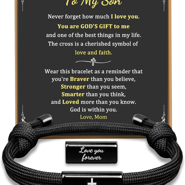 Christian Cross Bracelet Gift for Son from Mom