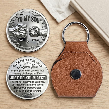 SourceToHome FuenteACasa To My Son Coin Pocket Hug, Custom A Hug From Dad Coin — Home & Lifestyle