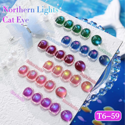 Glass Galaxy Green Magnetic Cat Eye Gel Polish Set of 6