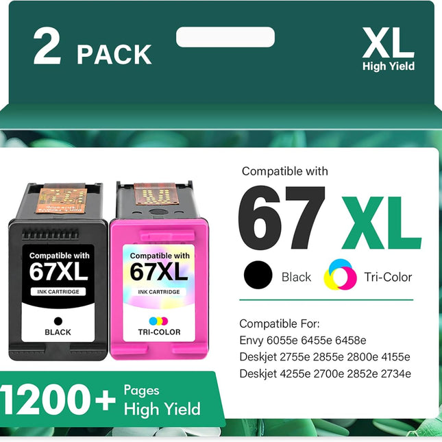 67XL 6055e 2755e 2800e 2855e 6000 Ink Cartridges Black/Color Combo Pack (2-Pack)