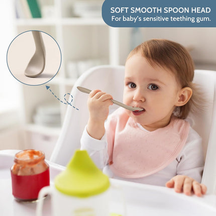 Silicone Baby Feeding Spoons, Soft-Tip First Stage Infant Training Spoons